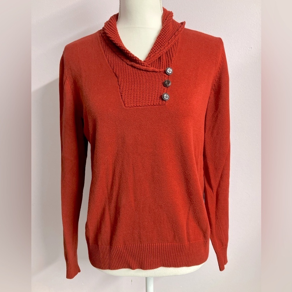 Vintage Women’s Pullover Sweater, M, Rust, Jeanne Pierre